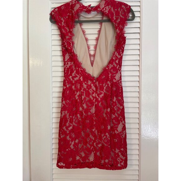 Aidan by Aidan Mattox Illusions Lace Cutout Mini Dress in Red US Size 2 - Picture 4 of 7